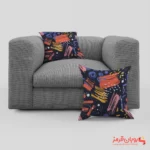 کوسن کد 014 پترن مدرن مسکی و نارنجی و سرمه ای