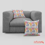 کوسن کد 009 پترن شاد نارنجی و صورتی