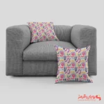 کوسن کد 010 پترن جذاب نارنجی و صورتی خال خالی