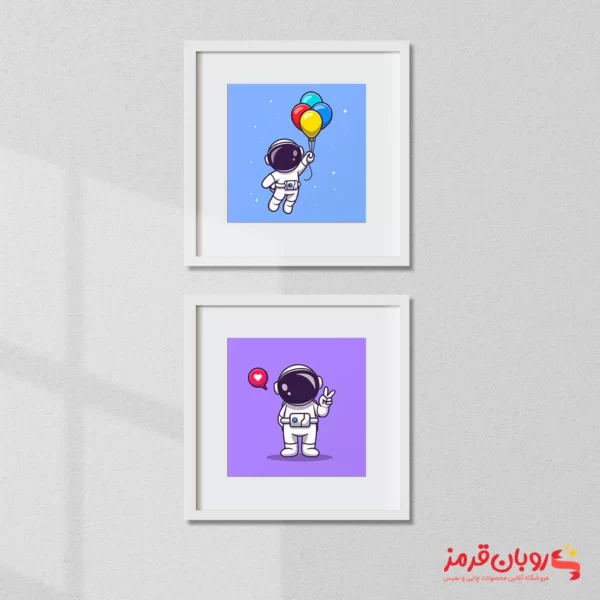 تابلو اتاق کودک فضانورد کارتونی با بالن 51