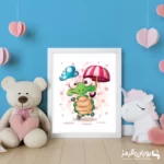 تابلو اتاق کودک لاک پشت کارتونی با چتر 100