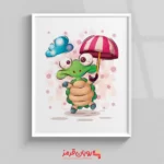 تابلو اتاق کودک لاک پشت کارتونی با چتر 100