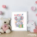 تابلو اتاق کودک بچه فیل با صندوق پول 109