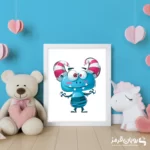 تابلو اتاق کودک هیولای کوچولو بامزه با شاخ آبنباتی 111