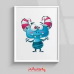 تابلو اتاق کودک هیولای کوچولو بامزه با شاخ آبنباتی 111