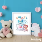 تابلو اتاق کودک جوجه گنجشکای رنگی روی مانیتور 121