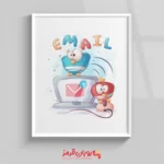 تابلو اتاق کودک جوجه گنجشکای رنگی روی مانیتور 121