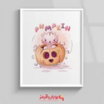 تابلو اتاق کودک بچه گربه شیطون در کدوتنبل هالوین 122