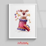 تابلو اتاق کودک سگ کوچولوی متعجب در سطل آشغال 127