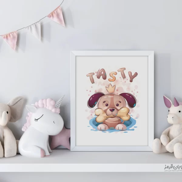 تابلو اتاق کودک سگ کارتونی با استخوان 135