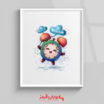 تابلو اتاق کودک ساعت در حال پرواز 136