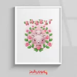 تابلو اتاق کودک خرگوش در حلقه گل 139