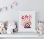 تابلو اتاق کودک گربه ملوس روی ترازو 141