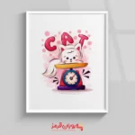 تابلو اتاق کودک گربه ملوس روی ترازو 141