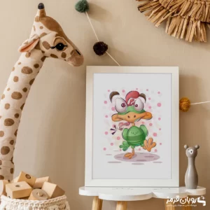 تابلو اتاق کودک پرنده و کرم کارتونی 150