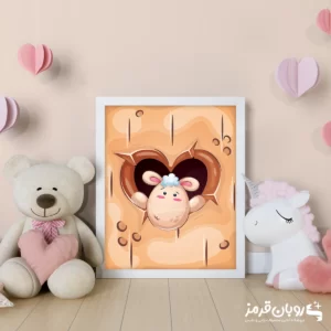 تابلو اتاق کودک گوسفند کارتونی در قلب 96