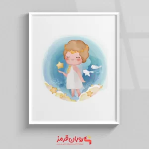 تابلو اتاق کودک نقاشی دختر مو طلایی 381