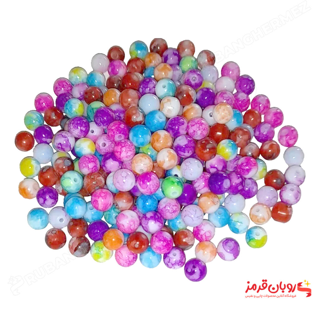 مهره دستبند مدل مروارید سنگی ابلق 7 بسته 200 عددی