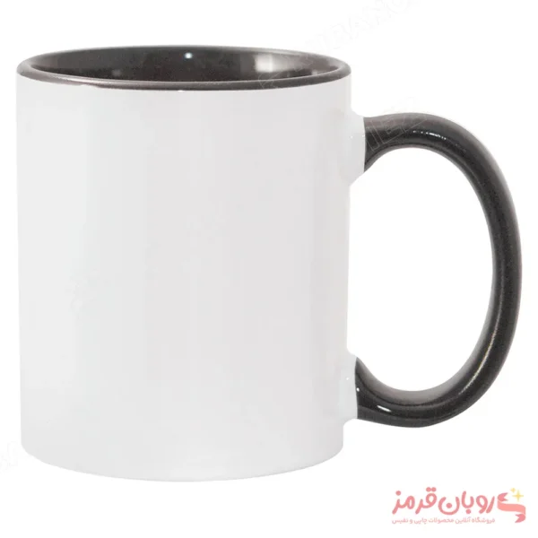 لیوان سرامیکی خام سابلیمیشن دسته و داخل رنگی 11oz – مشکی