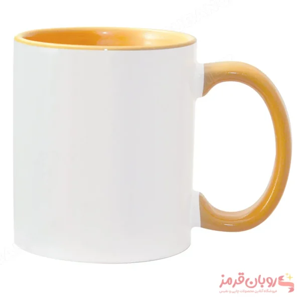 لیوان سرامیکی خام سابلیمیشن دسته و داخل رنگی 11oz – نارنجی