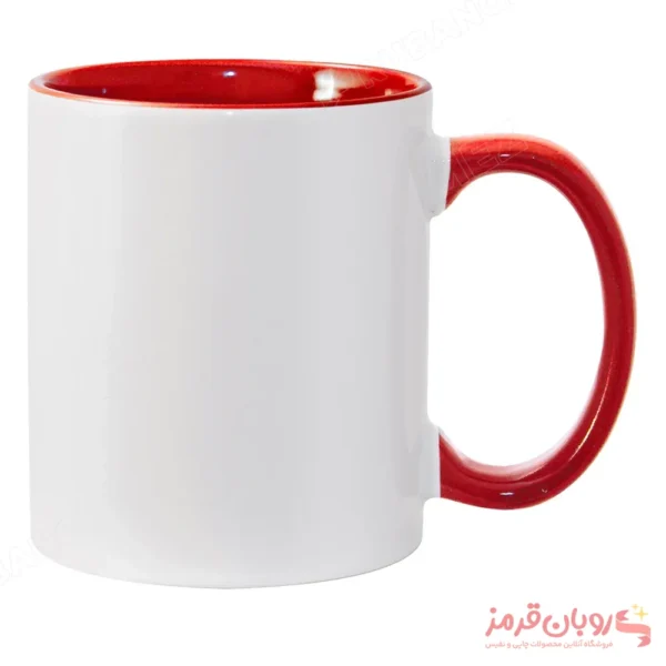 لیوان سرامیکی خام سابلیمیشن دسته و داخل رنگی 11oz – قرمز