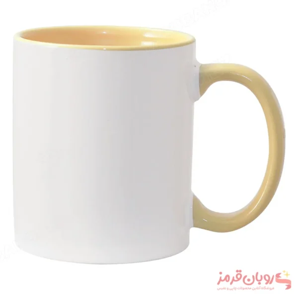لیوان سرامیکی خام سابلیمیشن دسته و داخل رنگی 11oz – زرد
