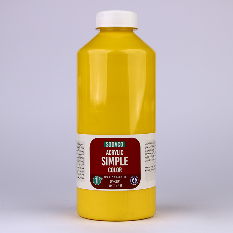 acrylic-simple-color-1000ml-lightyellow-rubanghermez رنگ اکریلیک ساده زرد روشن سوداکو - 1000 میل